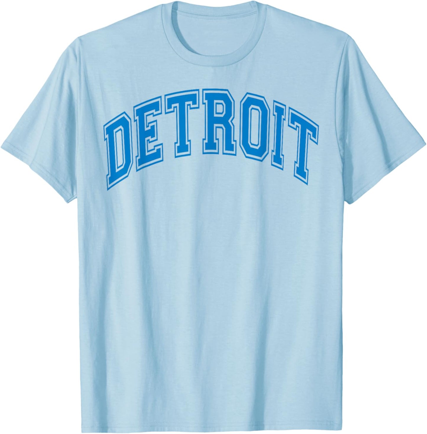 Detroit Blue Retro Vintage Distressed Arched Text T-Shirt - T-Shirt | Light Blue
