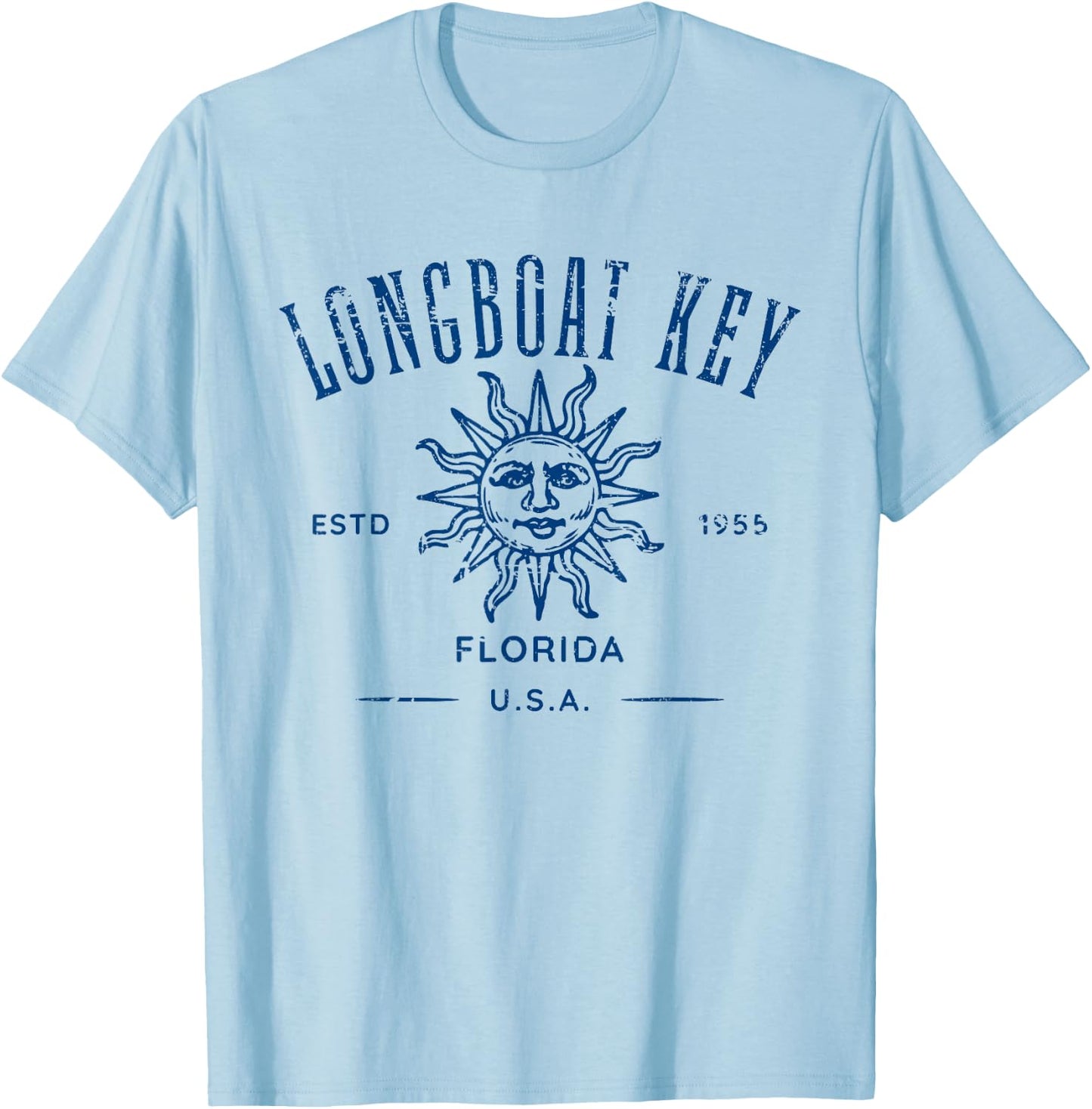 Longboat Key Florida Vintage Distressed Design Souvenir T-Shirt - T-Shirt | Light Blue