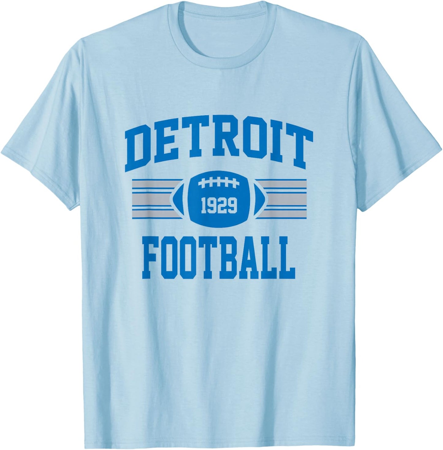 Detroit Football Athletic Vintage Sports Team Fan T-Shirt - T-Shirt | Light Blue