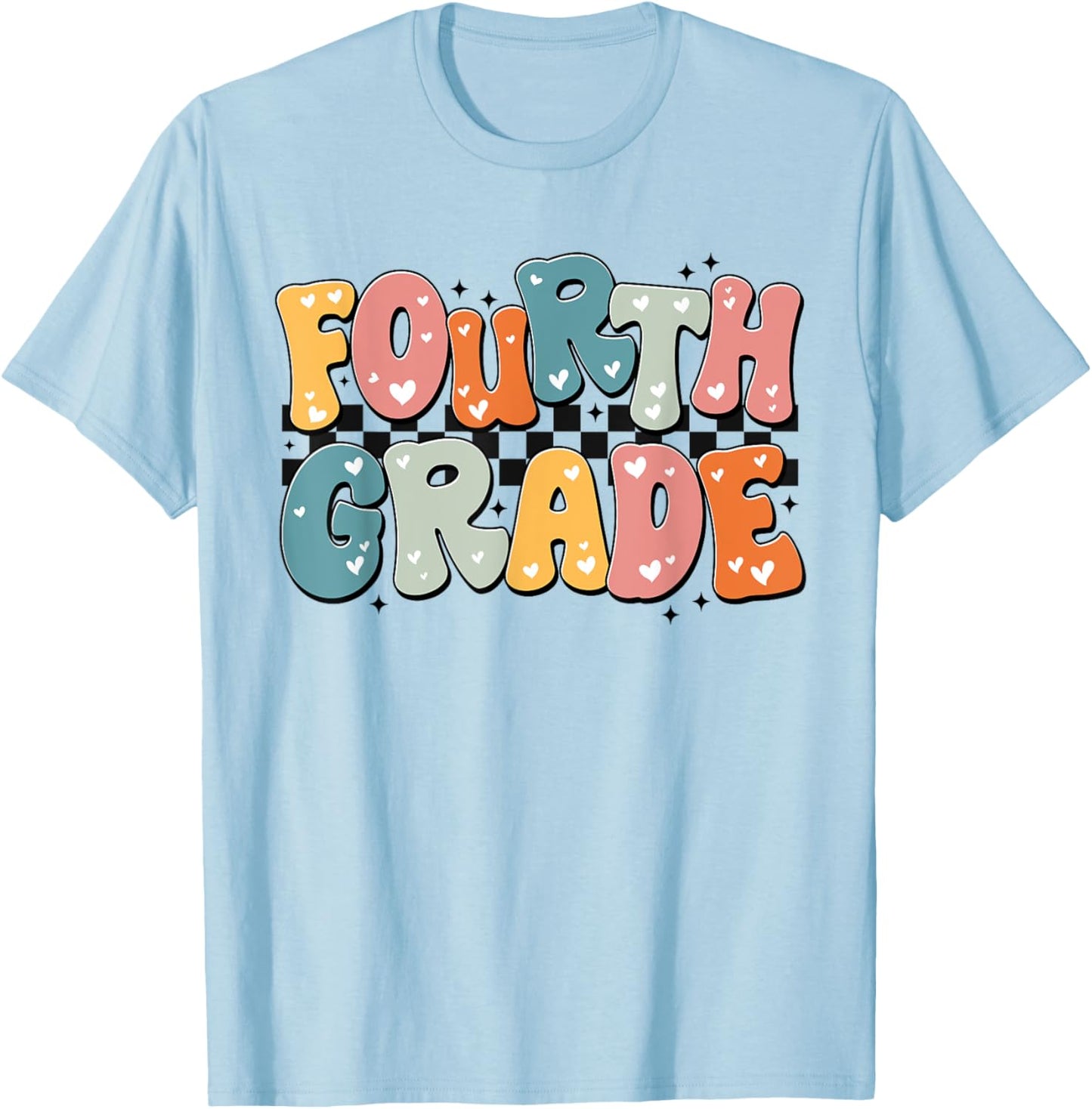 Retro Fourth Grade, Fourth Grade Teacher, 4th Grade Team T-Shirt - T-Shirt | Light Blue