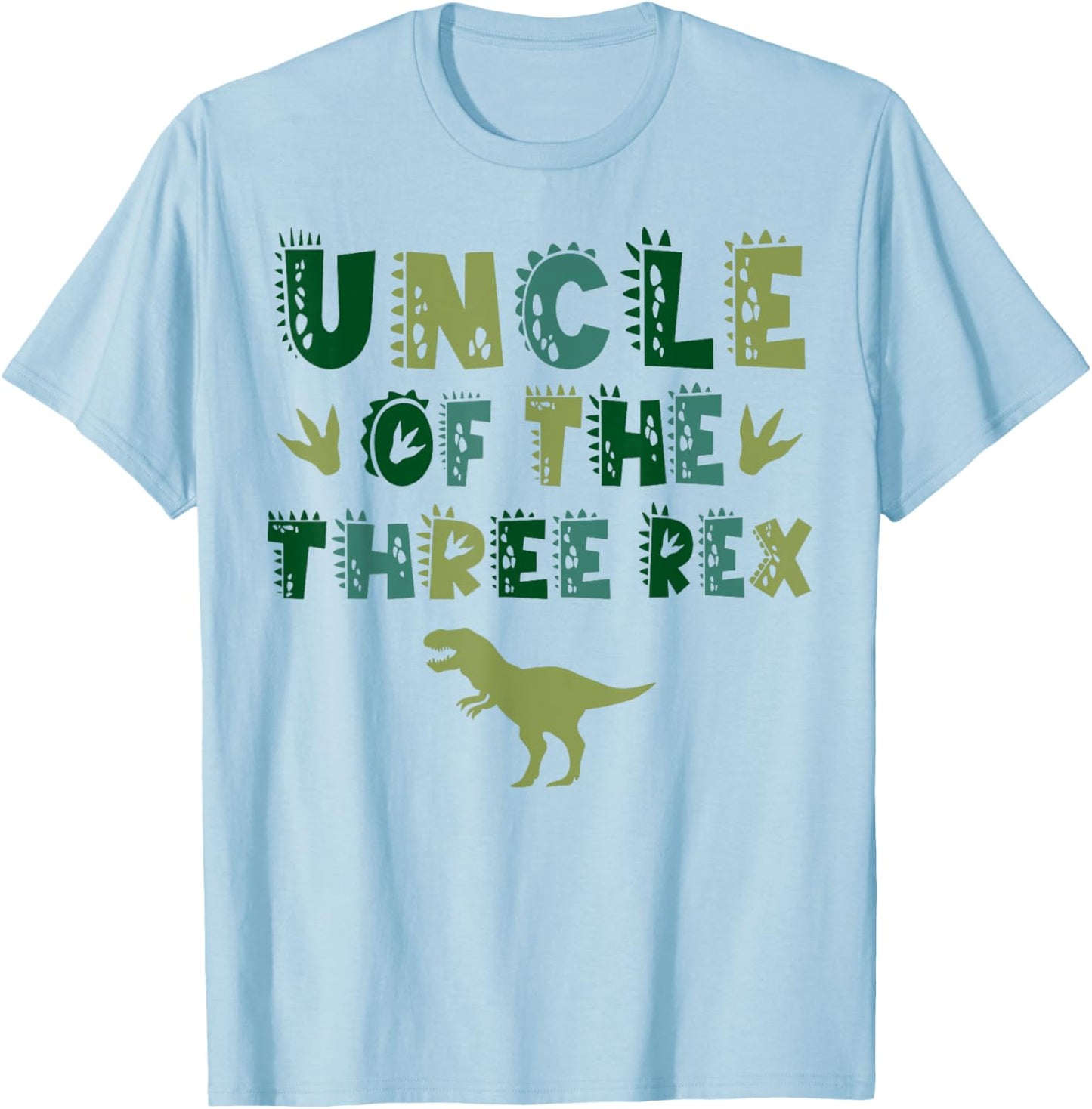 Uncle Of The Three Rex Birthday Shirts Dinosaur Family T-Shirt - T-Shirt | Light Blue