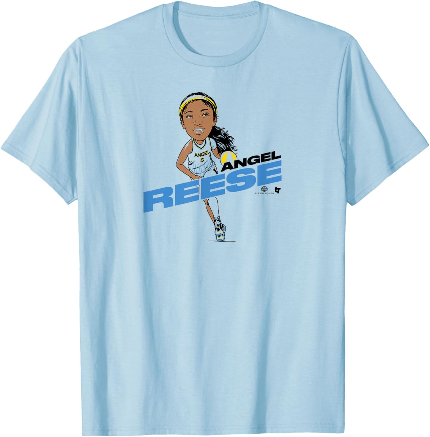BreakingT Angel Reese Caricature Chicago Basketball T-Shirt - T-Shirt | Light Blue