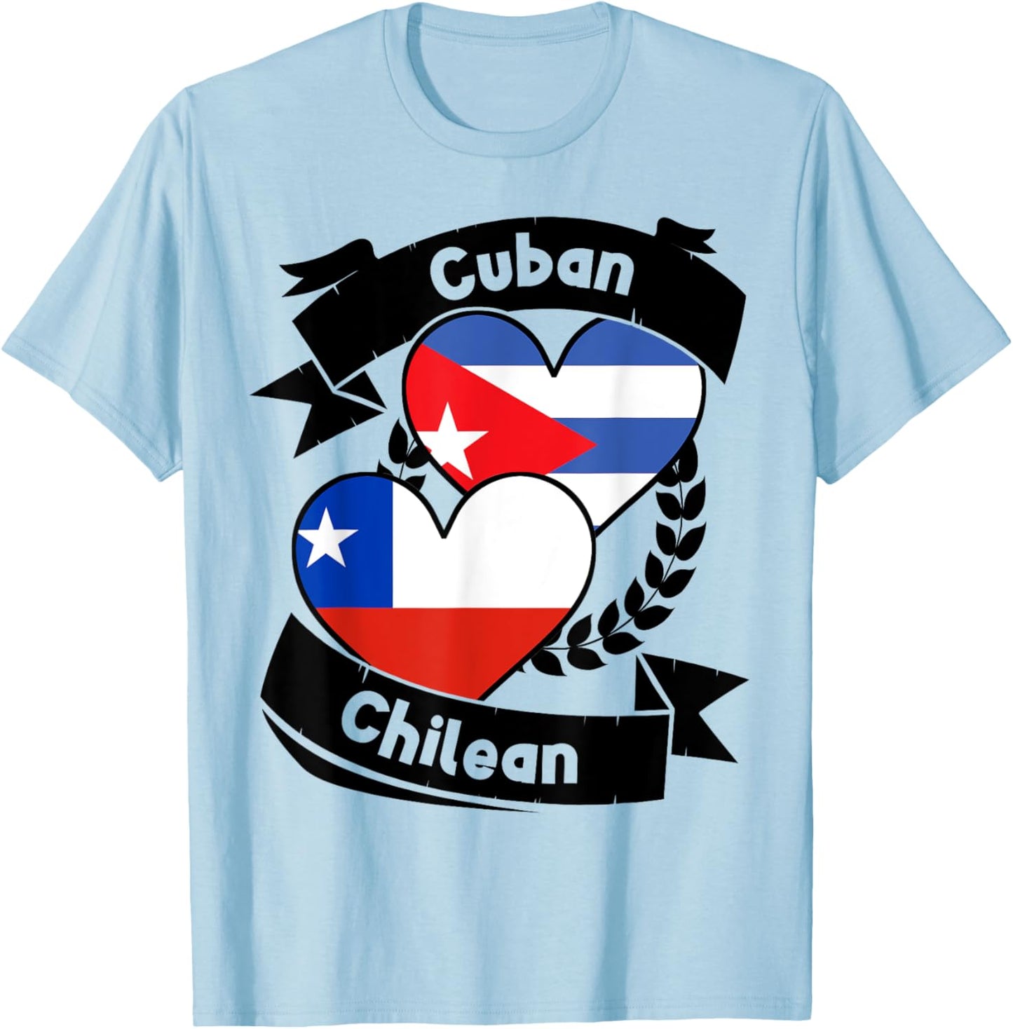 Cuban Chilean Heart Flags Cuba Chile T-Shirt - T-Shirt | Light Blue