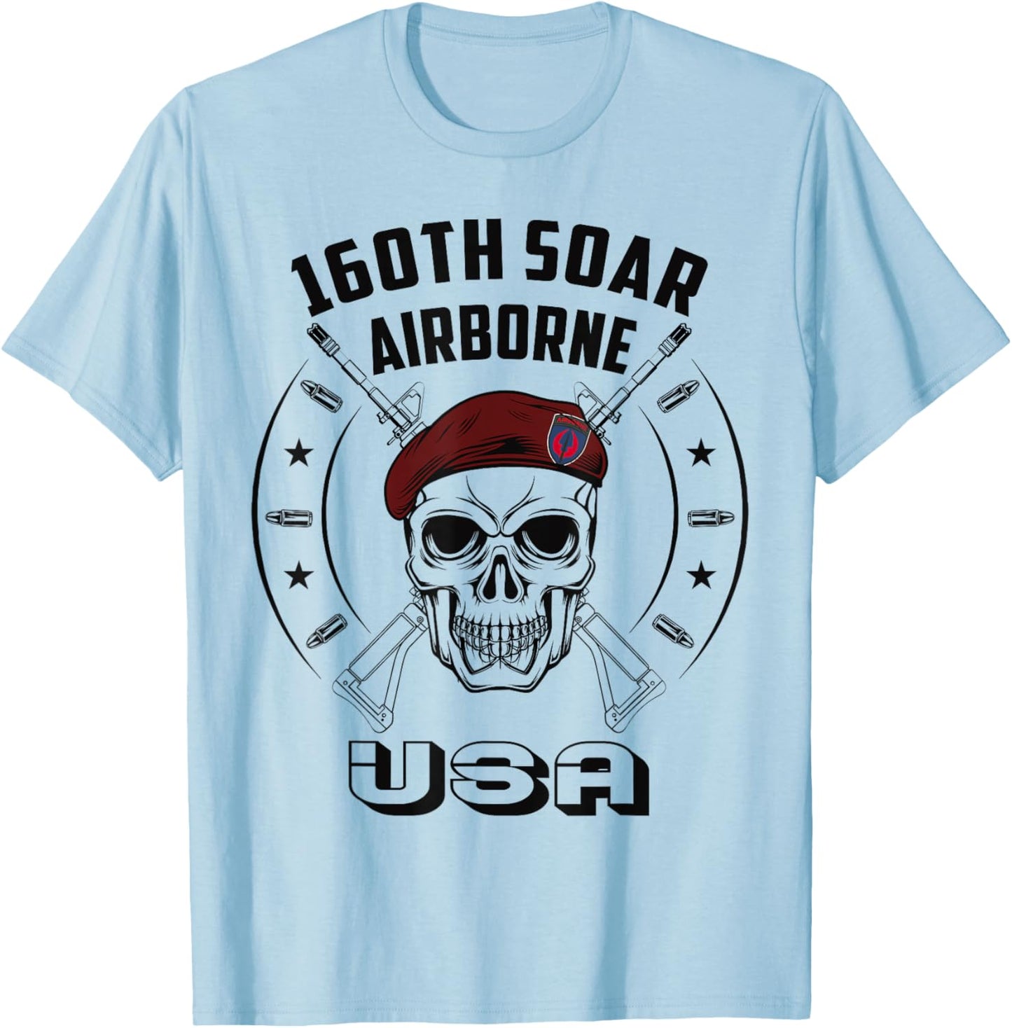 160th SOAR Special Force Airborne US Night Stalkers Army T-Shirt - T-Shirt | Light Blue