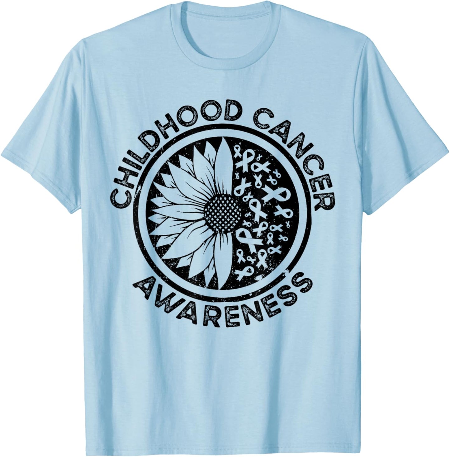 Sunflower Childhood Cancer Awareness T-Shirt - T-Shirt | Light Blue