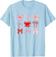Coquette Aesthetic Red and Pink Bow Valentines T-Shirt - T-Shirt | Light Blue