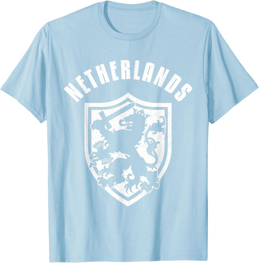 Nederland Netherlands Lion Dutch Holland Vintage Orange T-Shirt - T-Shirt | Light Blue