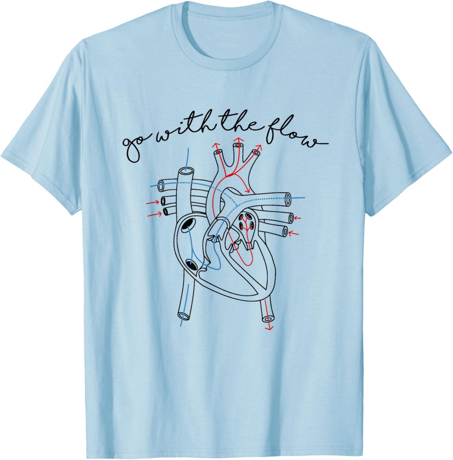 CVICU Cardiac Nurse Anatomy Cardiology Human Heart Flow T-Shirt - T-Shirt | Light Blue