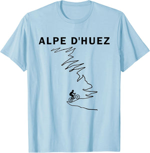 Alpe D'Huez Cycling Gift - France Road Cycling T-Shirt - T-Shirt | Light Blue