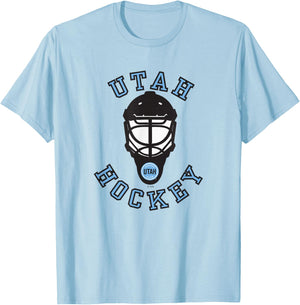 Utah Hockey Club Hockey Mask Gray Officially Licensed T-Shirt - T-Shirt | Light Blue