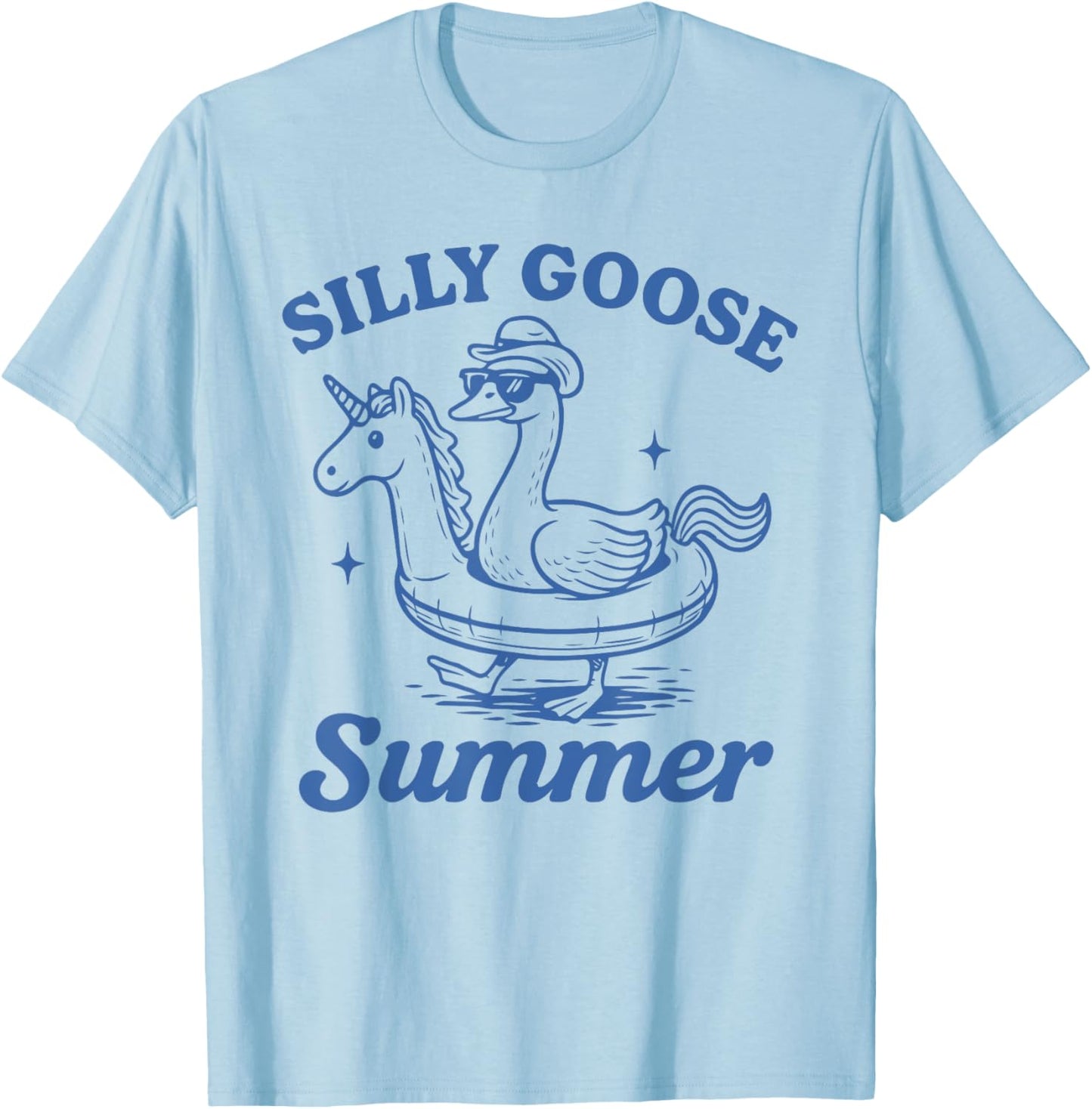 Summer Vacation Holiday Beach Silly Goose T-Shirt - T-Shirt | Light Blue