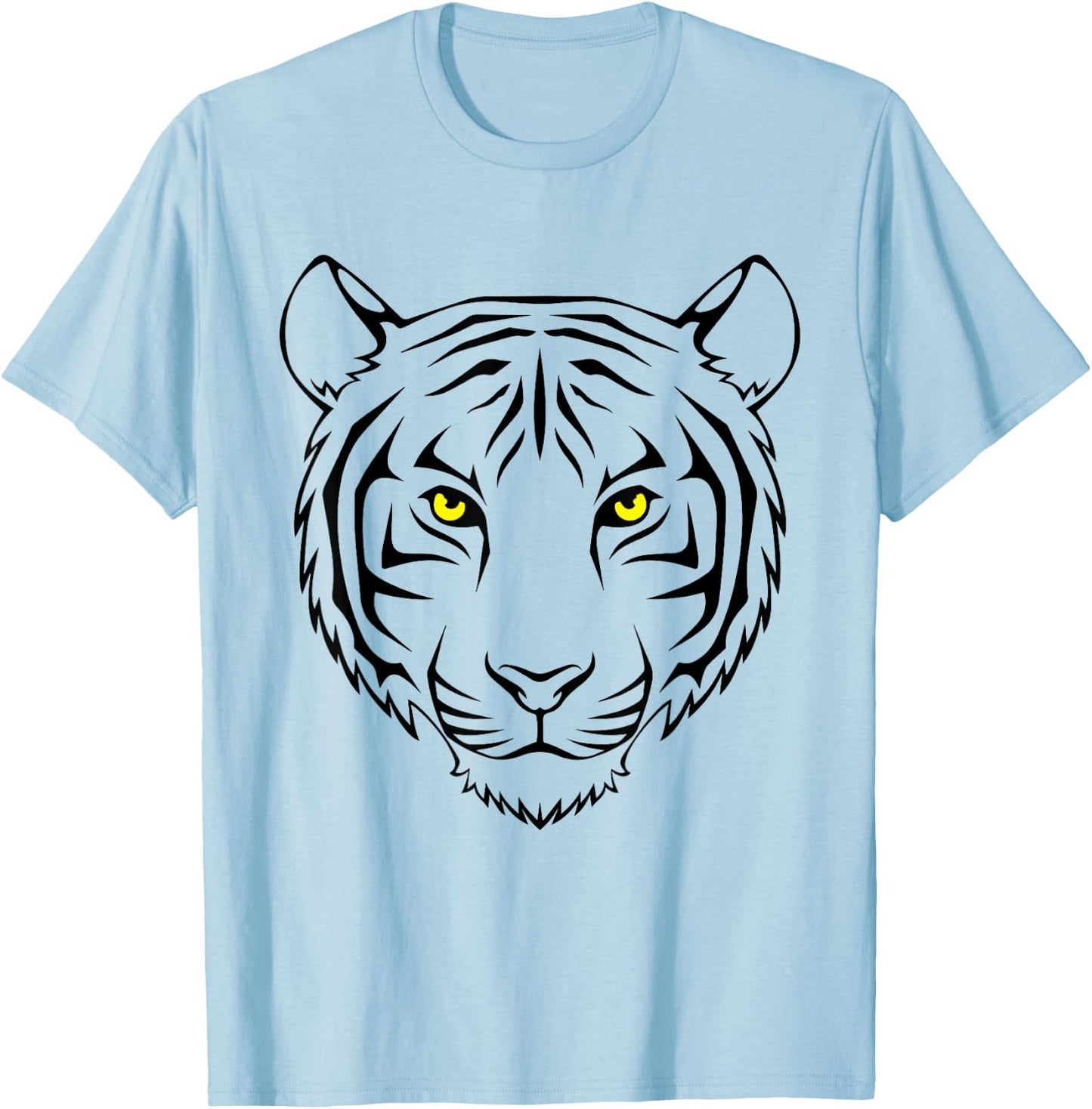 Tiger Orange Tiger Print Face Tiger Head T-Shirt - T-Shirt | Light Blue