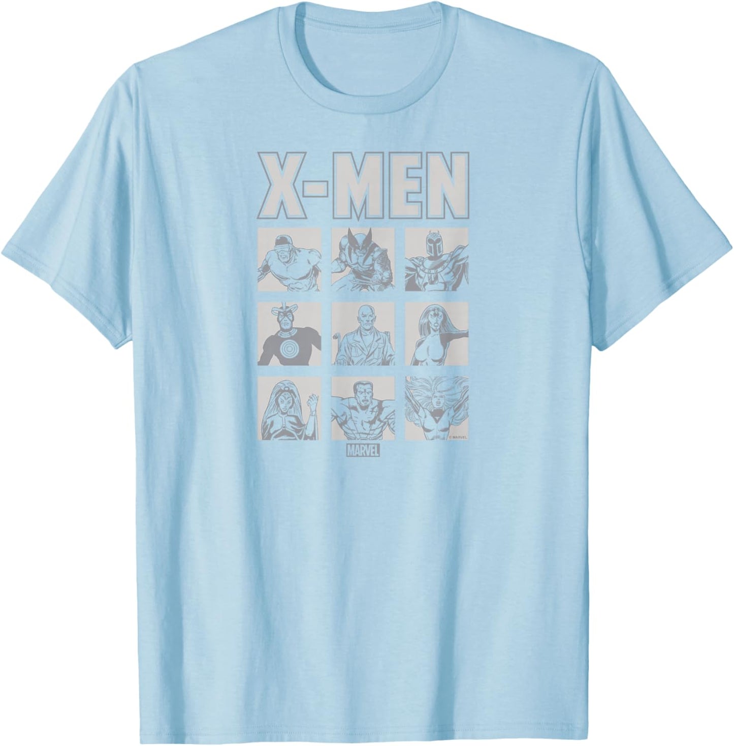 X-Men - Light Monochrome Grid T-Shirt - T-Shirt | Light Blue