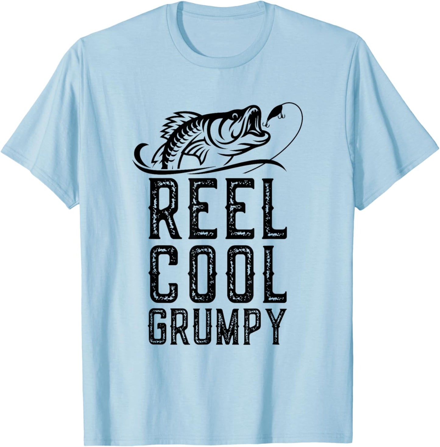 Reel Cool Grumpy Fishing Fisherman Funny Grandpa Retro T-Shirt - T-Shirt | Light Blue