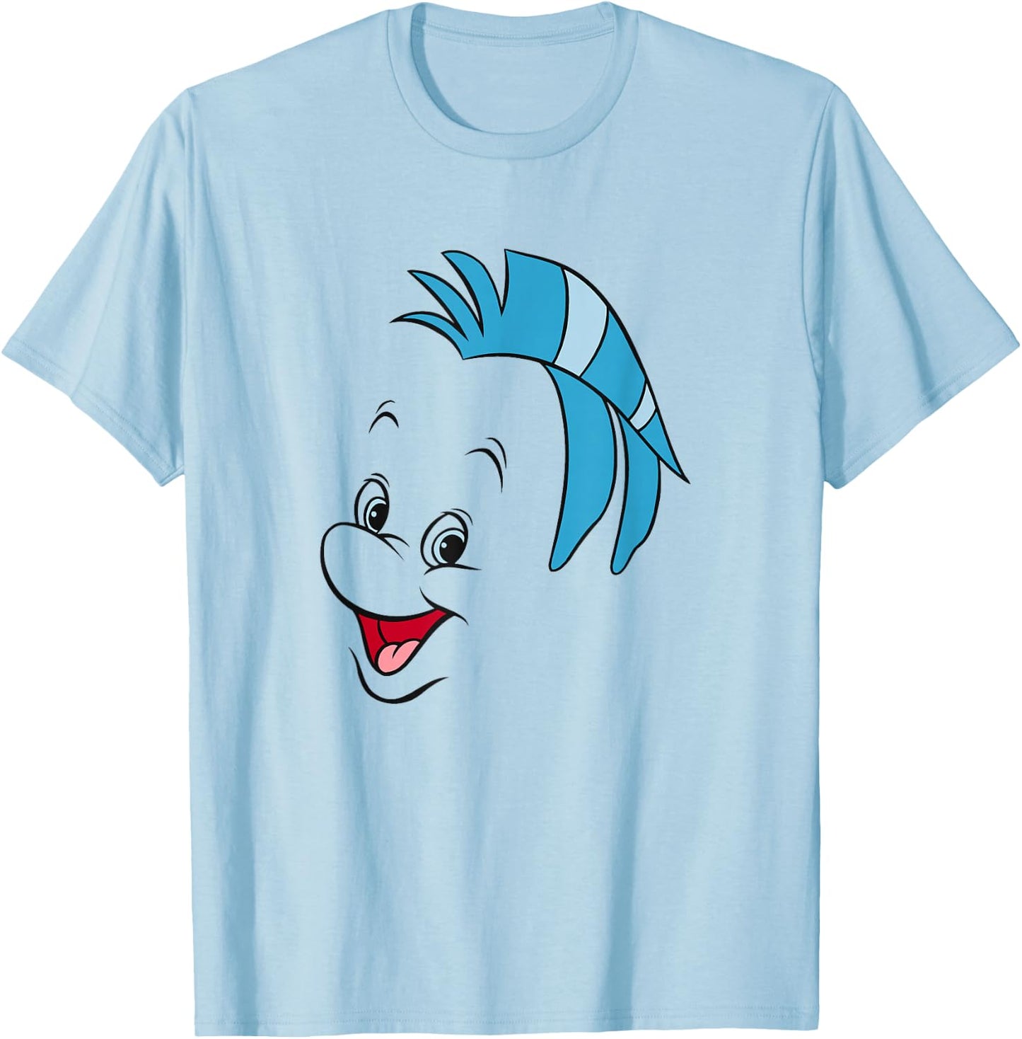 Disney The Little Mermaid Flounder Big Face T-Shirt - T-Shirt | Light Blue