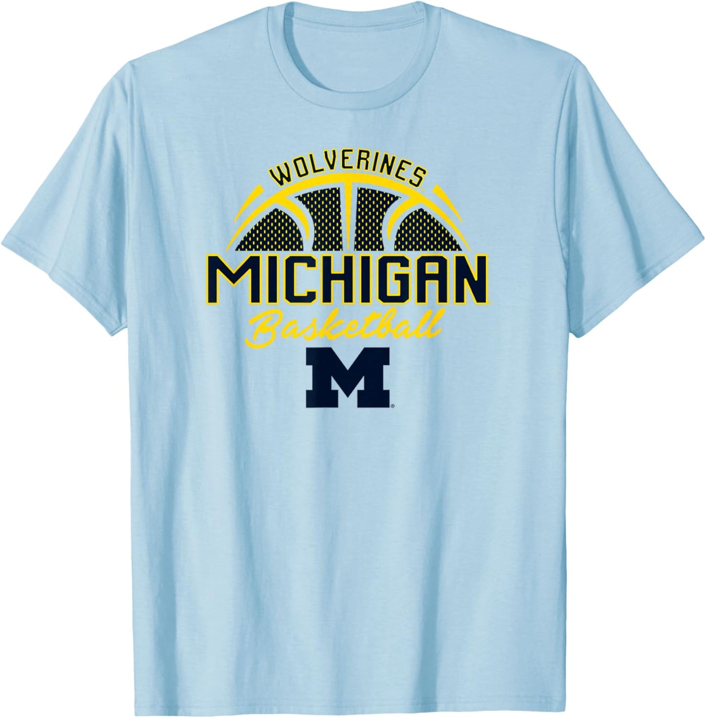 Michigan Wolverines Basketball Three Pointer Gray T-Shirt - T-Shirt | Light Blue