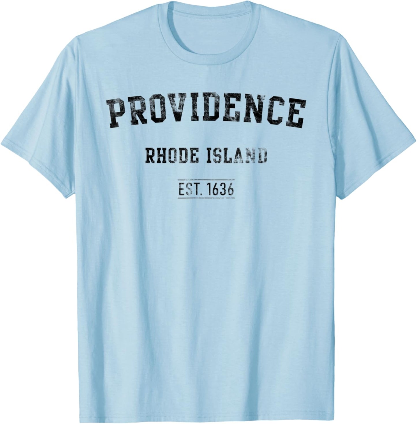 Providence Rhode Island Distressed Text Sport Style T-Shirt - T-Shirt | Light Blue