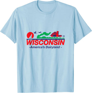Wisconsin License Plate America's Dairyland T-Shirt - T-Shirt | Light Blue