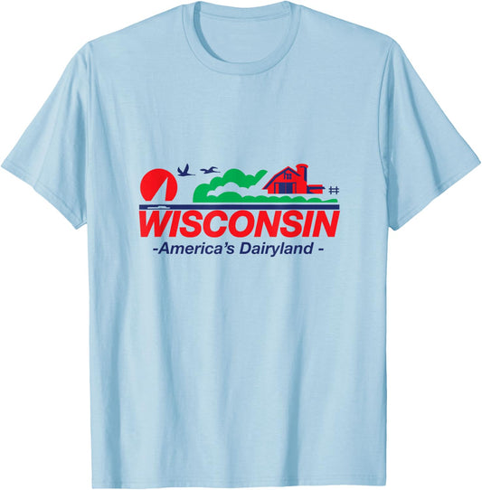 Wisconsin License Plate America's Dairyland T-Shirt - T-Shirt | Light Blue