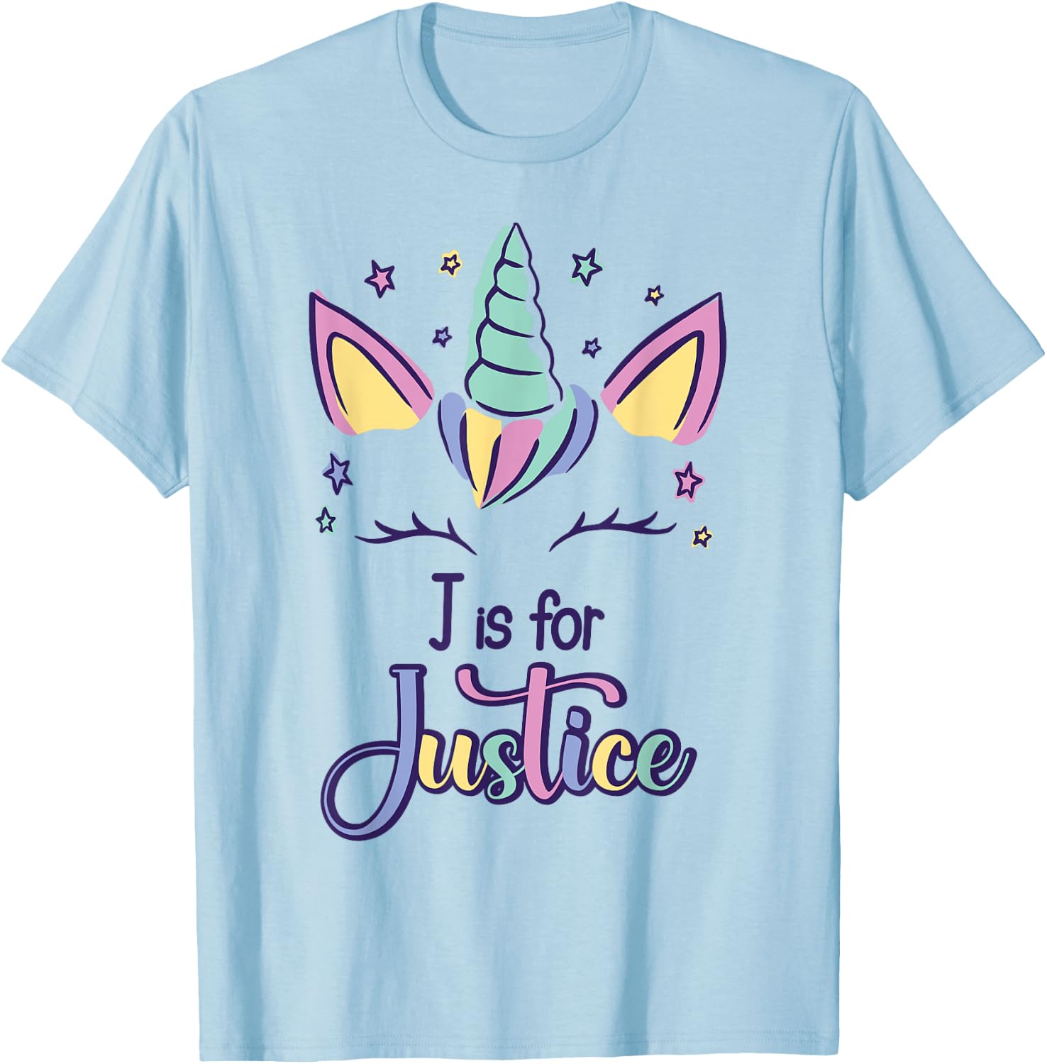 First Name Justice Personalized J Is For Justice T-Shirt - T-Shirt | Light Blue
