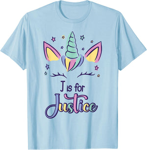 First Name Justice Personalized J Is For Justice T-Shirt - T-Shirt | Light Blue