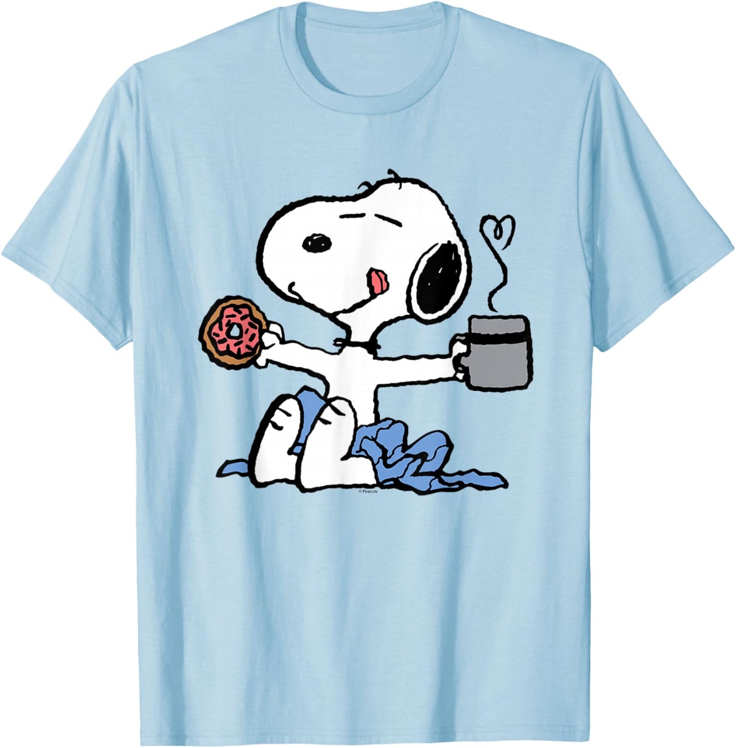 Peanuts - Donut Coffee Snoopy T-Shirt - T-Shirt | Light Blue