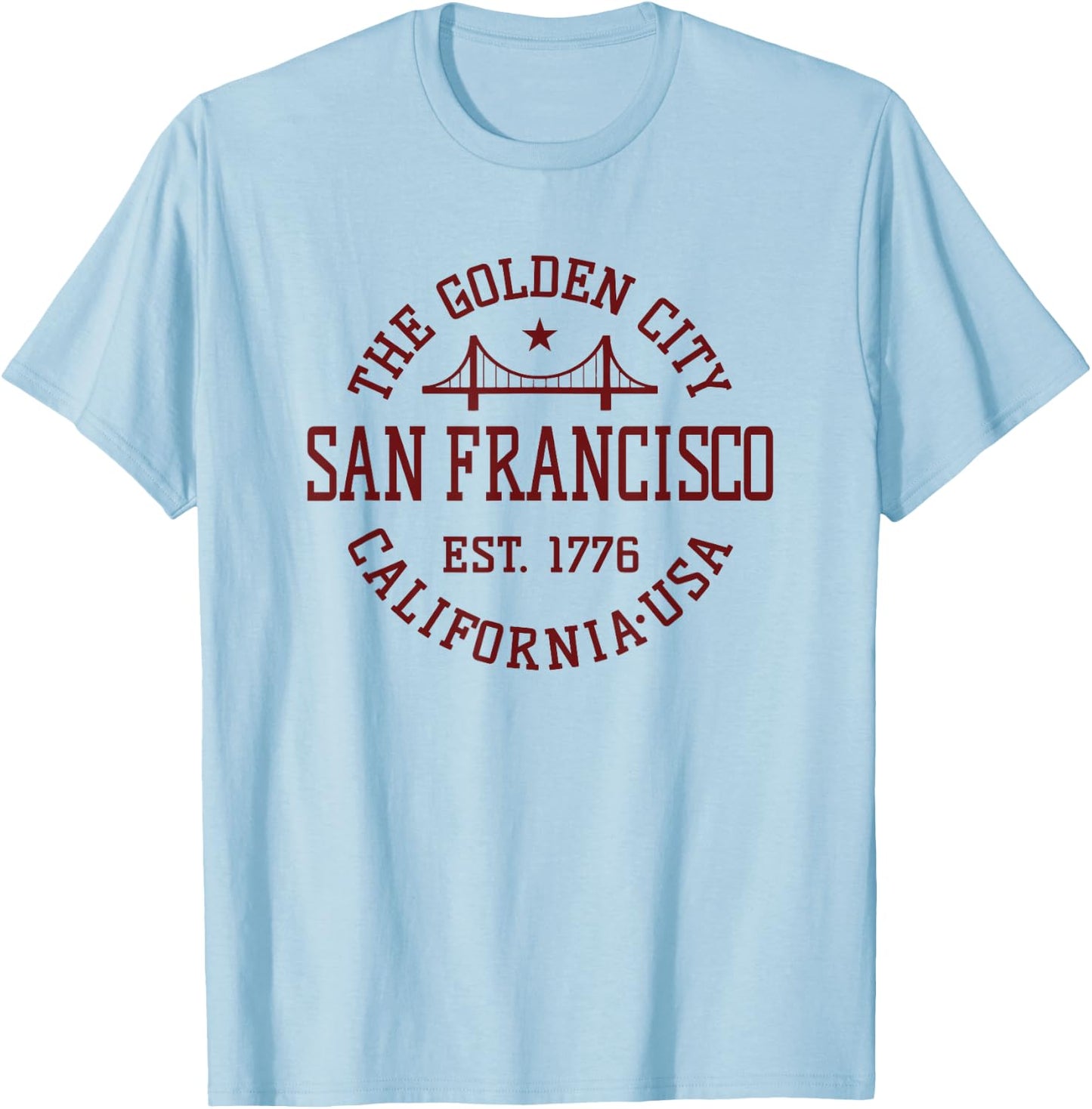 Retro San Francisco California Throwback Bridge Souvenir T-Shirt - T-Shirt | Light Blue