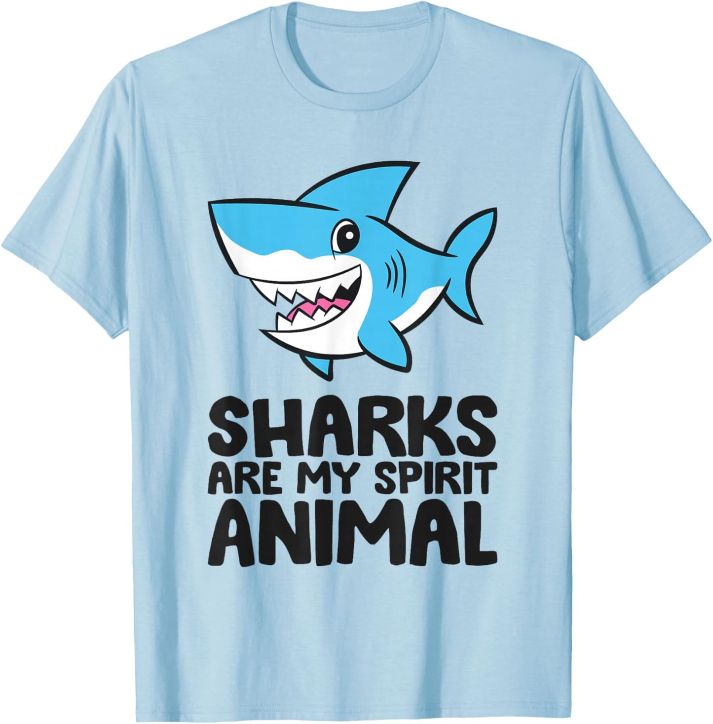 Funny Shark Lover Sharks Are My Spirit Animal T-Shirt - T-Shirt | Light Blue