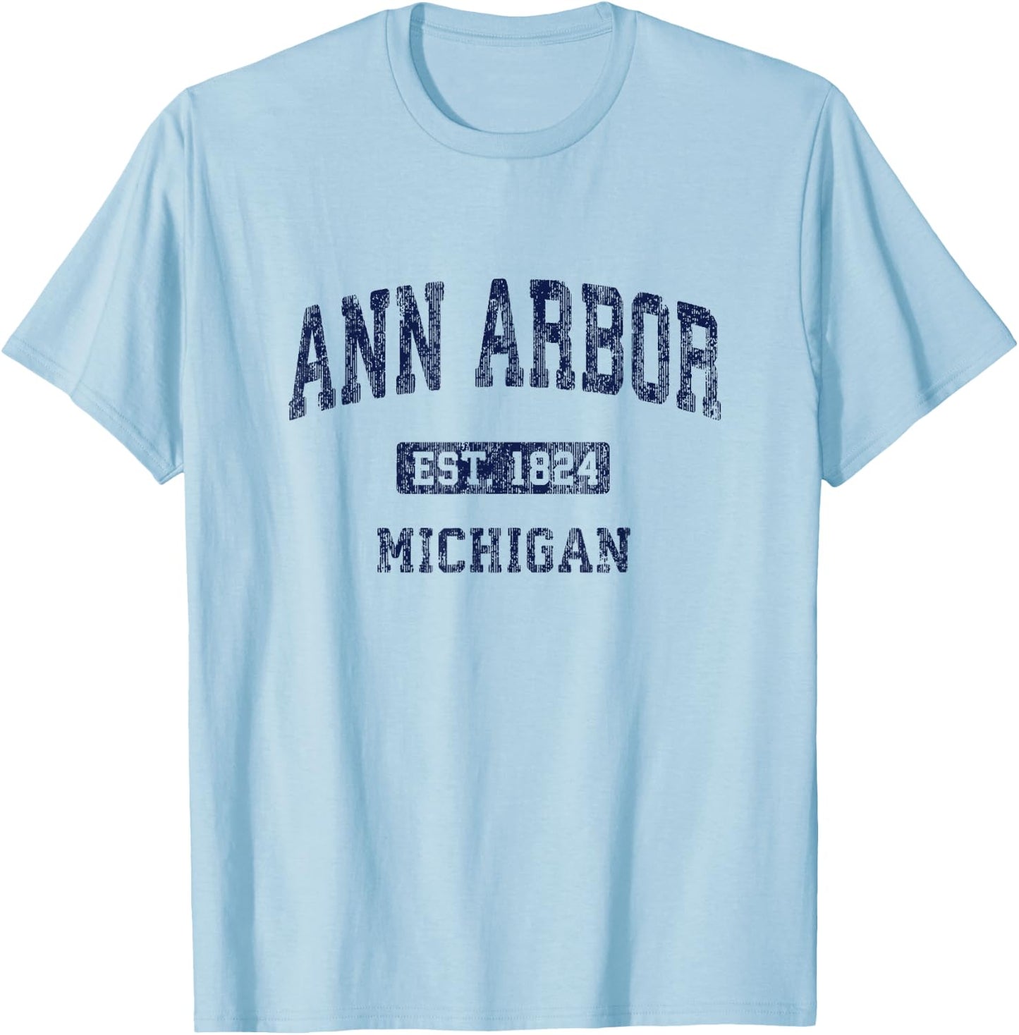 Ann Arbor Michigan Vintage Athletic Sports Design T-Shirt - T-Shirt | Light Blue