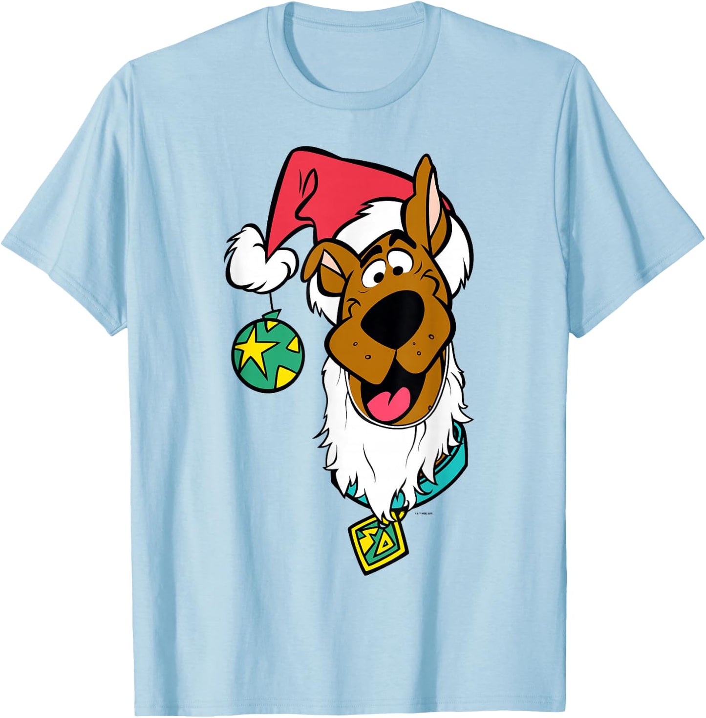 Christmas Scooby Doo Santa Hat Beard T-Shirt - T-Shirt | Light Blue