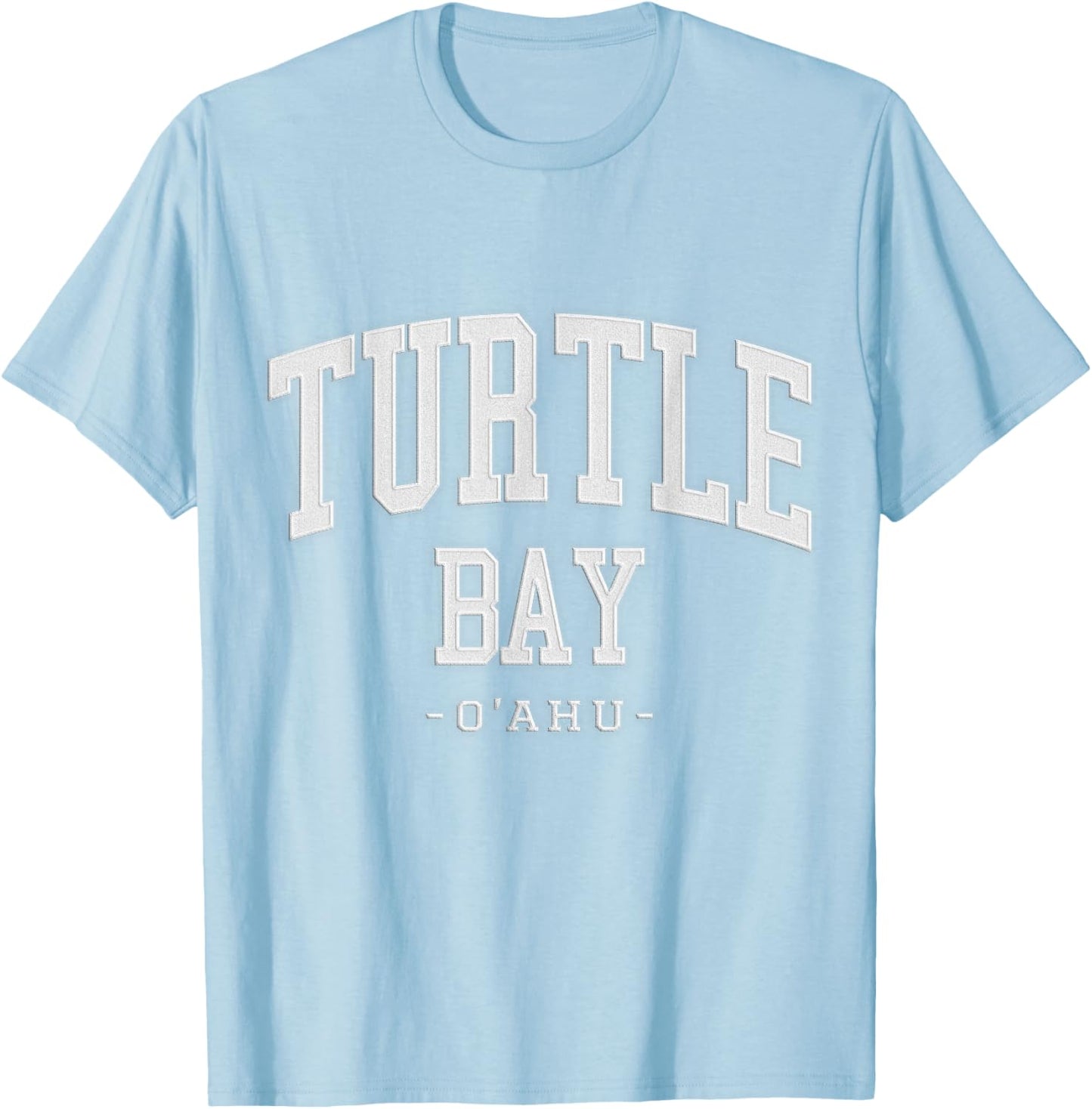 Stitched Letters Varsity Font Turtle Bay Oahu Hawaii T-Shirt - T-Shirt | Light Blue
