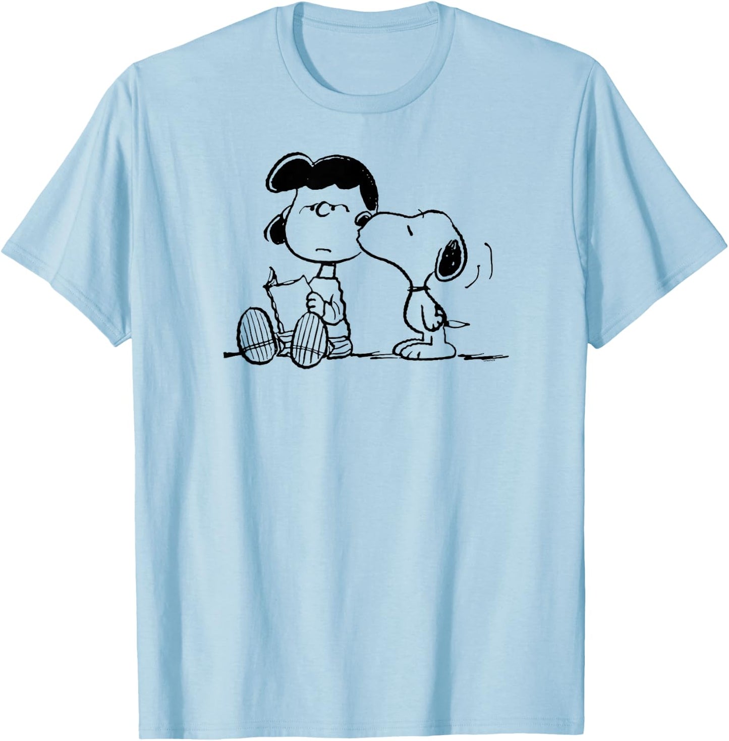 Peanuts - Snoopy Kissing Lucy Reading A Book T-Shirt - T-Shirt | Light Blue