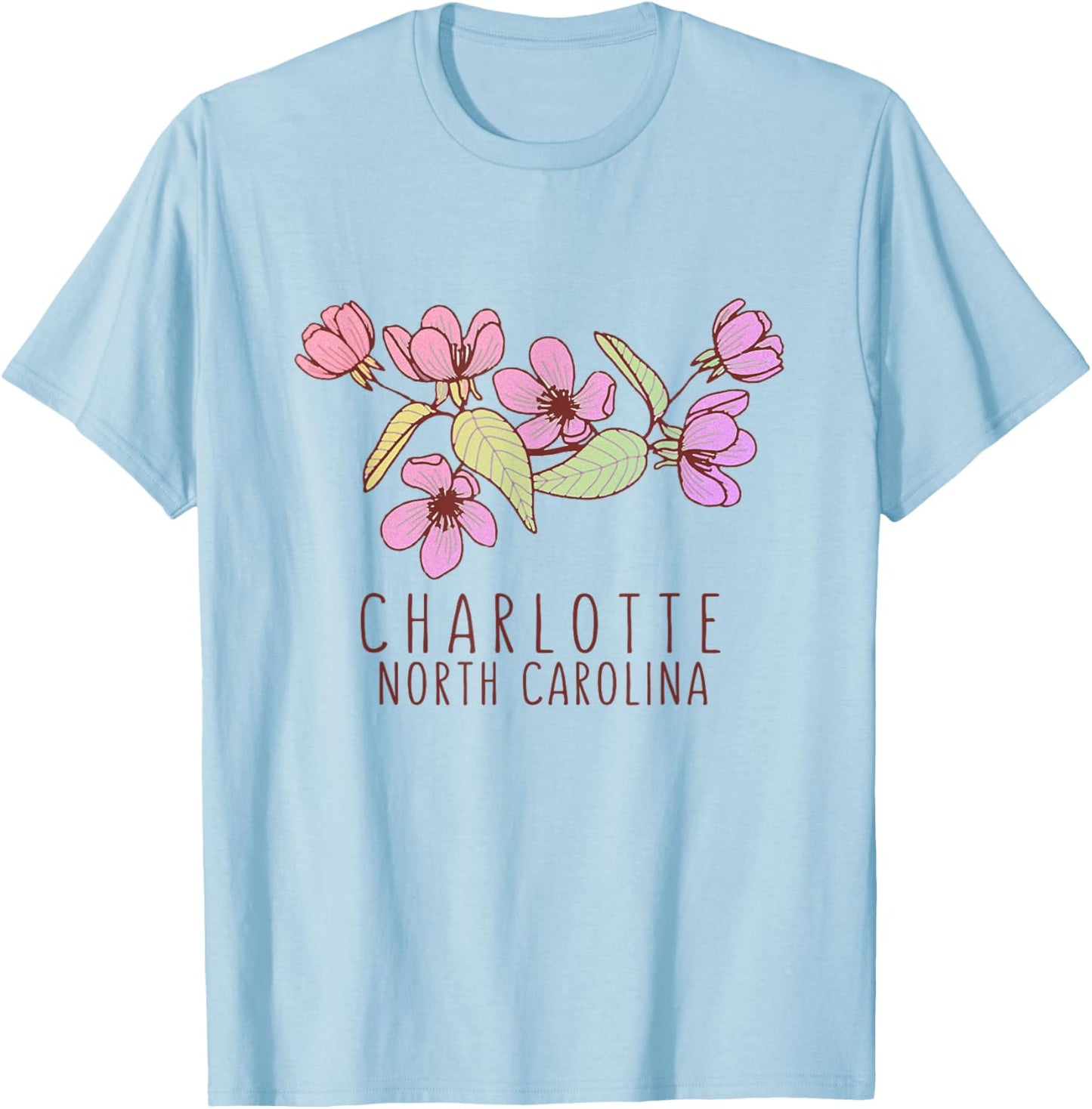 Charlotte North Carolina Wildflowers - Charlotte NC T-Shirt - T-Shirt | Light Blue