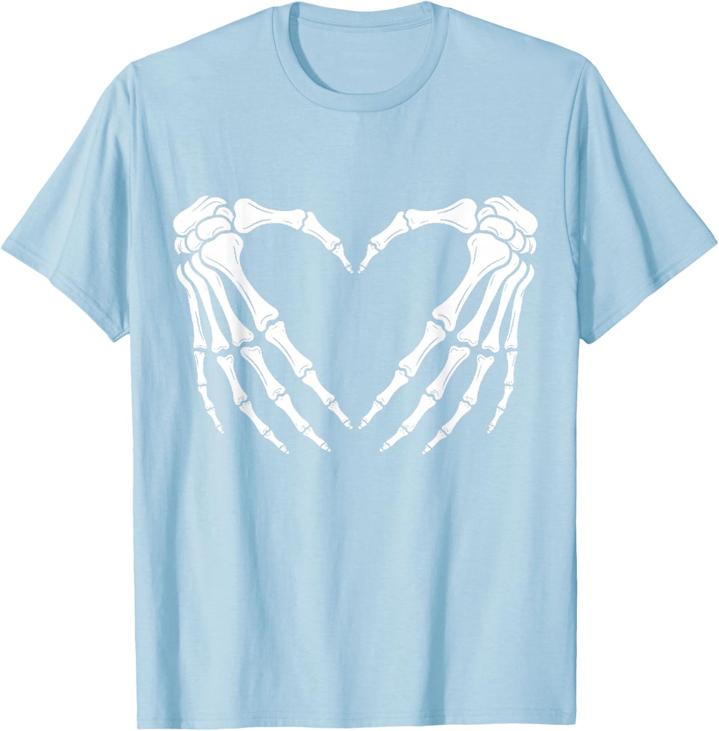 Skeleton Hands Heart Sign Red Halloween T-Shirt - T-Shirt | Light Blue