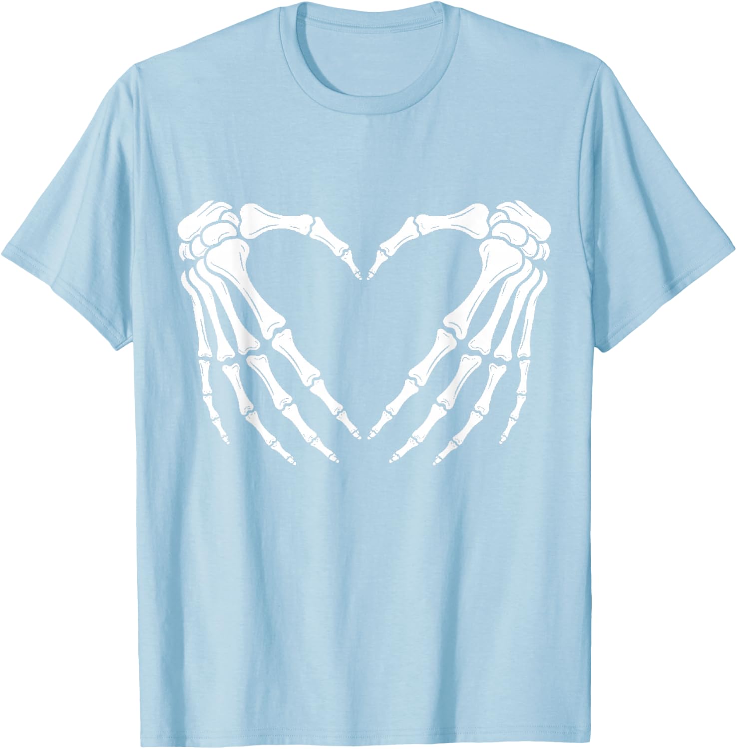 Skeleton Hands Heart Sign Red Halloween T-Shirt - T-Shirt | Light Blue