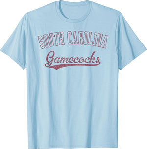 South Carolina Gamecocks Vintage Cursive Officially Licensed T-Shirt - T-Shirt | Light Blue
