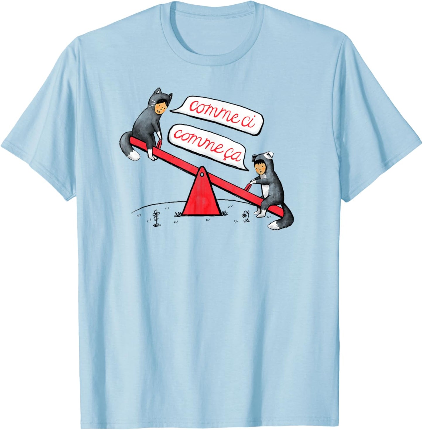 Threadless Midnightcoffee Seesaw Life Graphic T-Shirt - T-Shirt | Light Blue