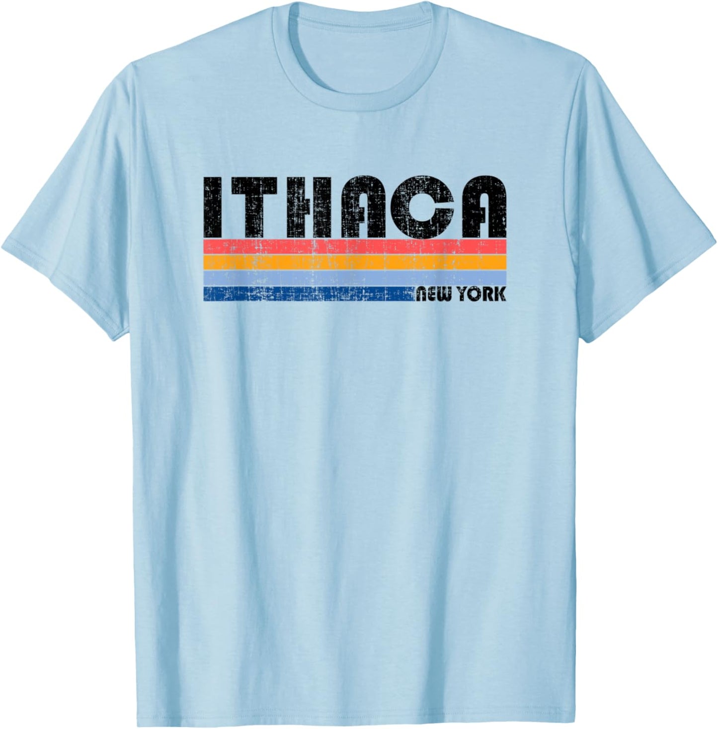Vintage 70s 80s Style Ithaca, NY T-Shirt - T-Shirt | Light Blue