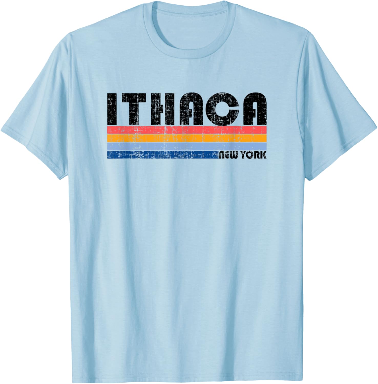 Vintage 70s 80s Style Ithaca, NY T-Shirt - T-Shirt | Light Blue