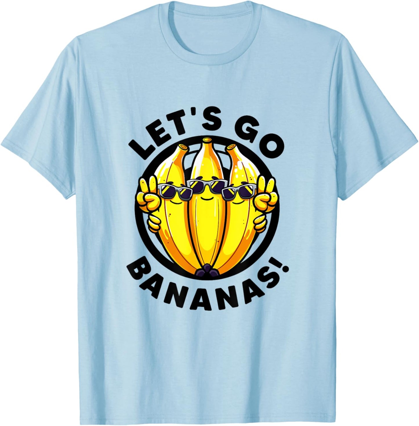 Lets Go Bananas Cute Yellow Banana Lover Fruit Funny Bananas T-Shirt - T-Shirt | Light Blue