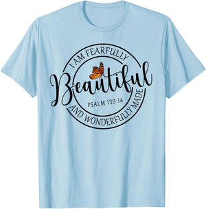 I Am Fearfully Beautiful And Wonderfully Made T-Shirt - T-Shirt | Light Blue