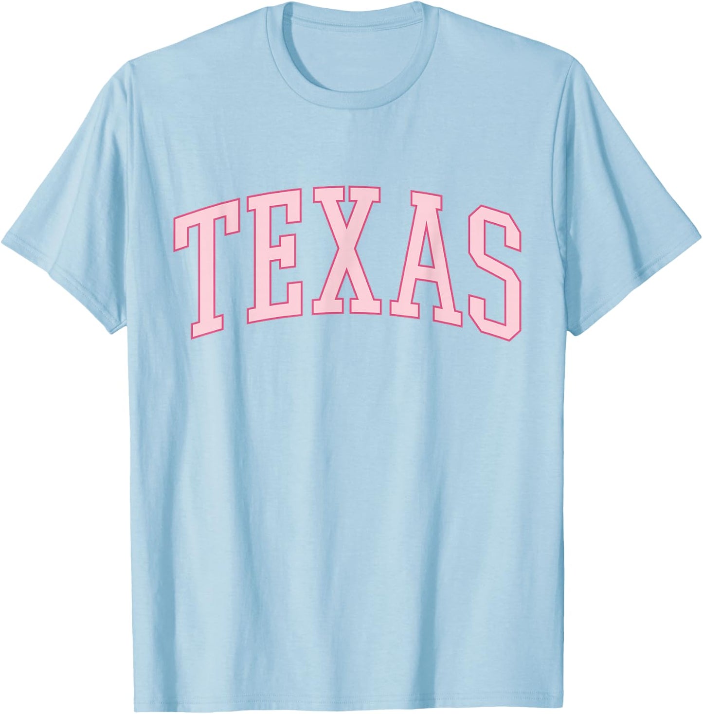 Preppy Varsity Pink Texas T-Shirt - T-Shirt | Light Blue