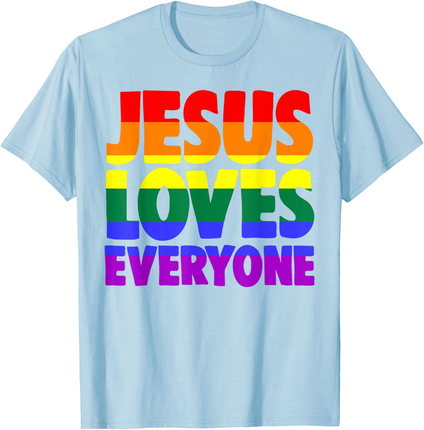 Jesus Loves Everyone Bible Pride Men T-Shirt - T-Shirt | Light Blue