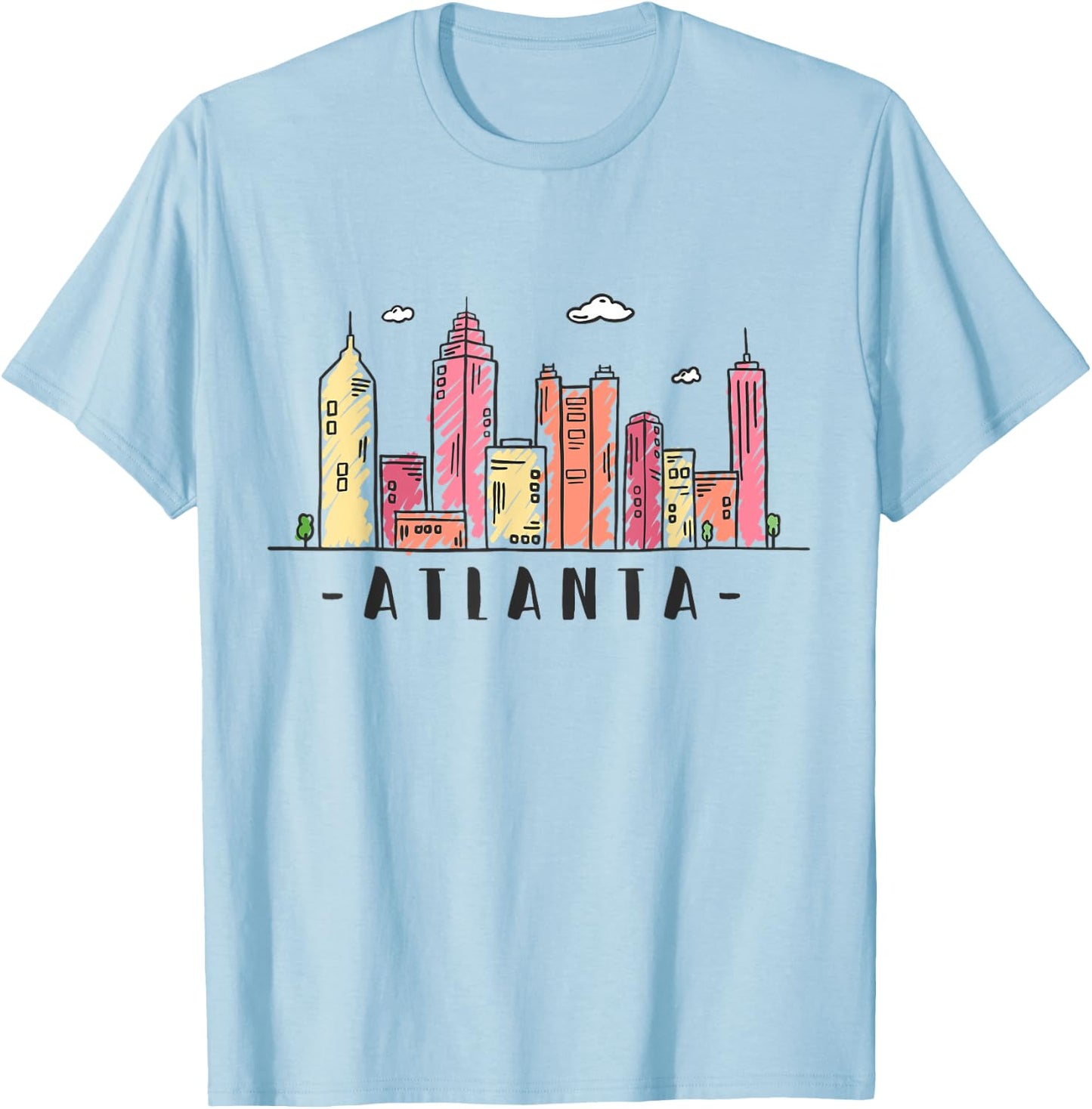 Atlanta Skyline Georgia Colourful City Souvenir Gift T-Shirt - T-Shirt | Light Blue