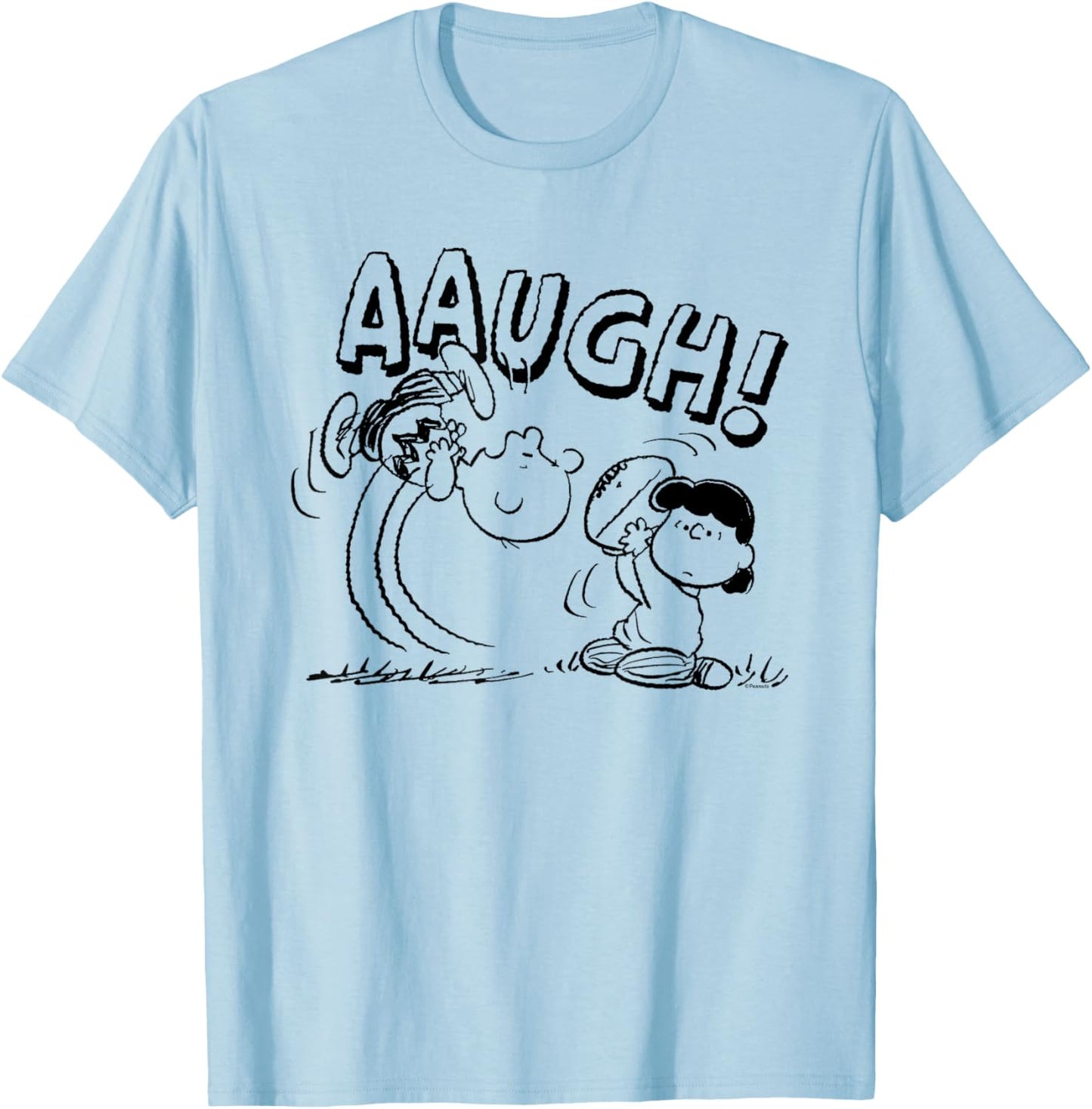 Peanuts - Charlie Brown Lucy Football Kick Aaugh T-Shirt - T-Shirt | Light Blue