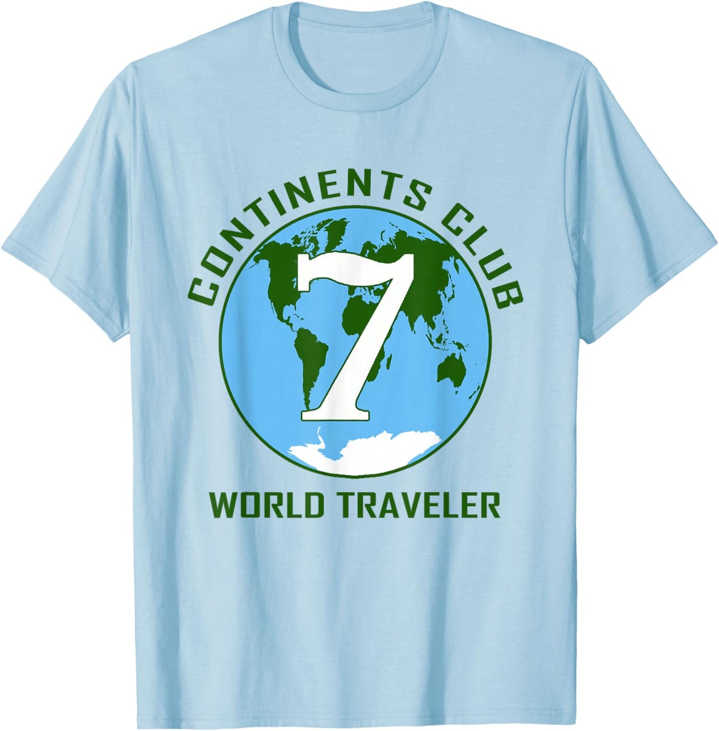 7 Continents World Traveler Club T-Shirt - T-Shirt | Light Blue