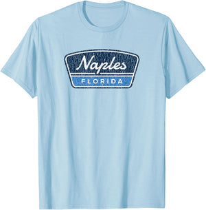 Naples Florida Retro Vintage Souvenir Badge T-Shirt - T-Shirt | Light Blue