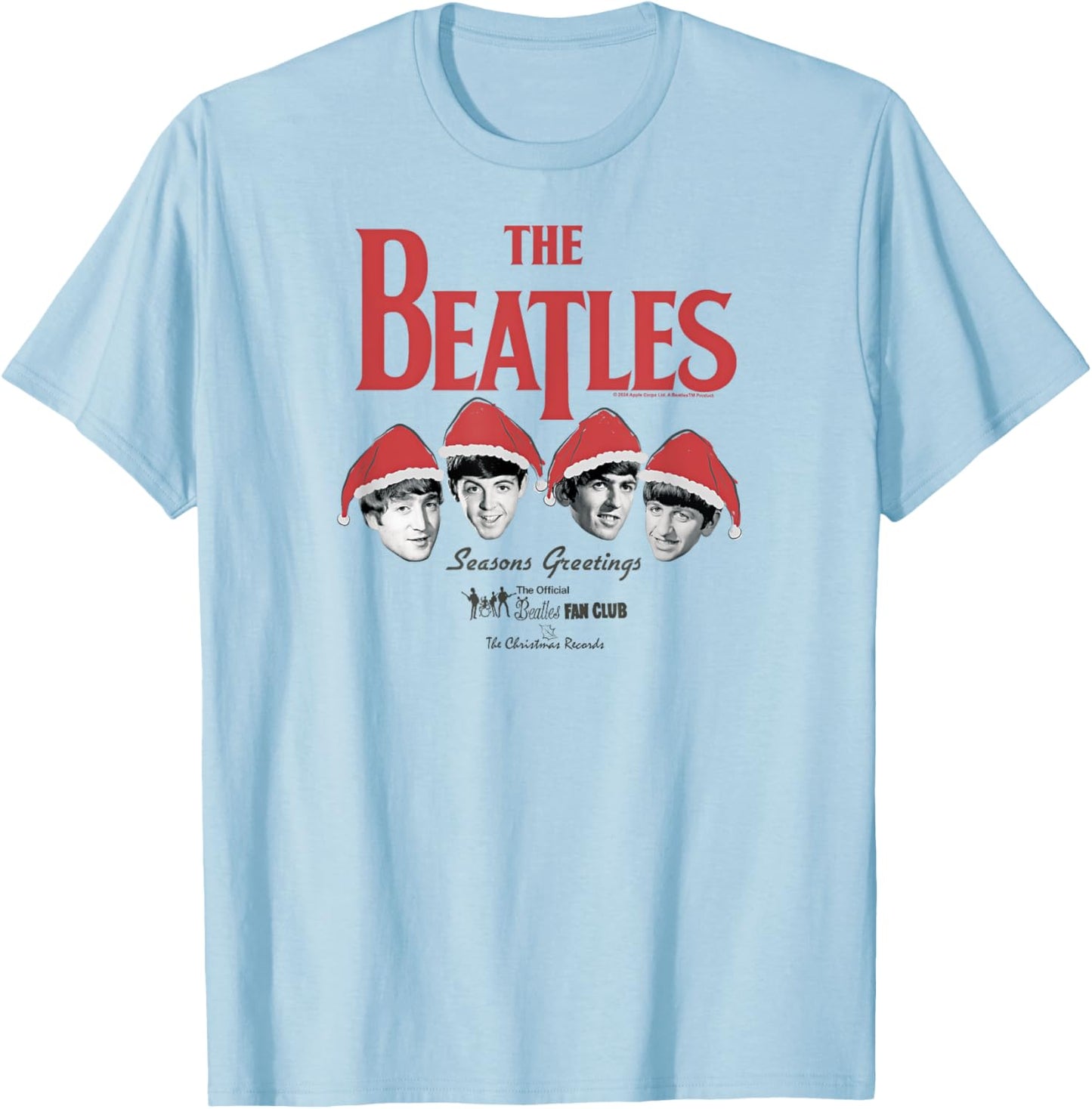 The Beatles - Seasons Greetings Christmas Records T-Shirt - T-Shirt | Light Blue
