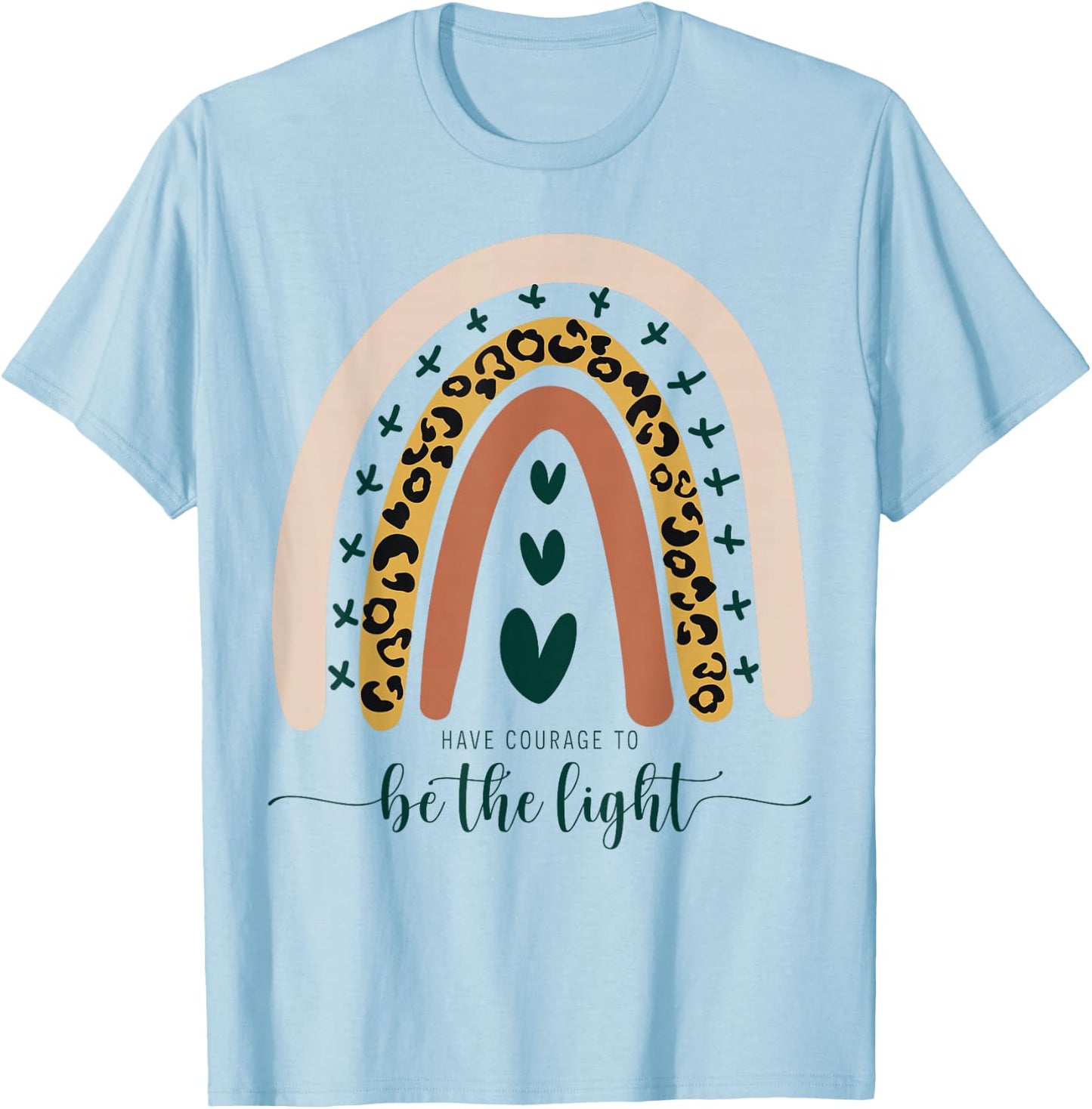 Be The Light Boho Rainbow Christian Scripture Religious Cute Small T-Shirt - T-Shirt | Light Blue