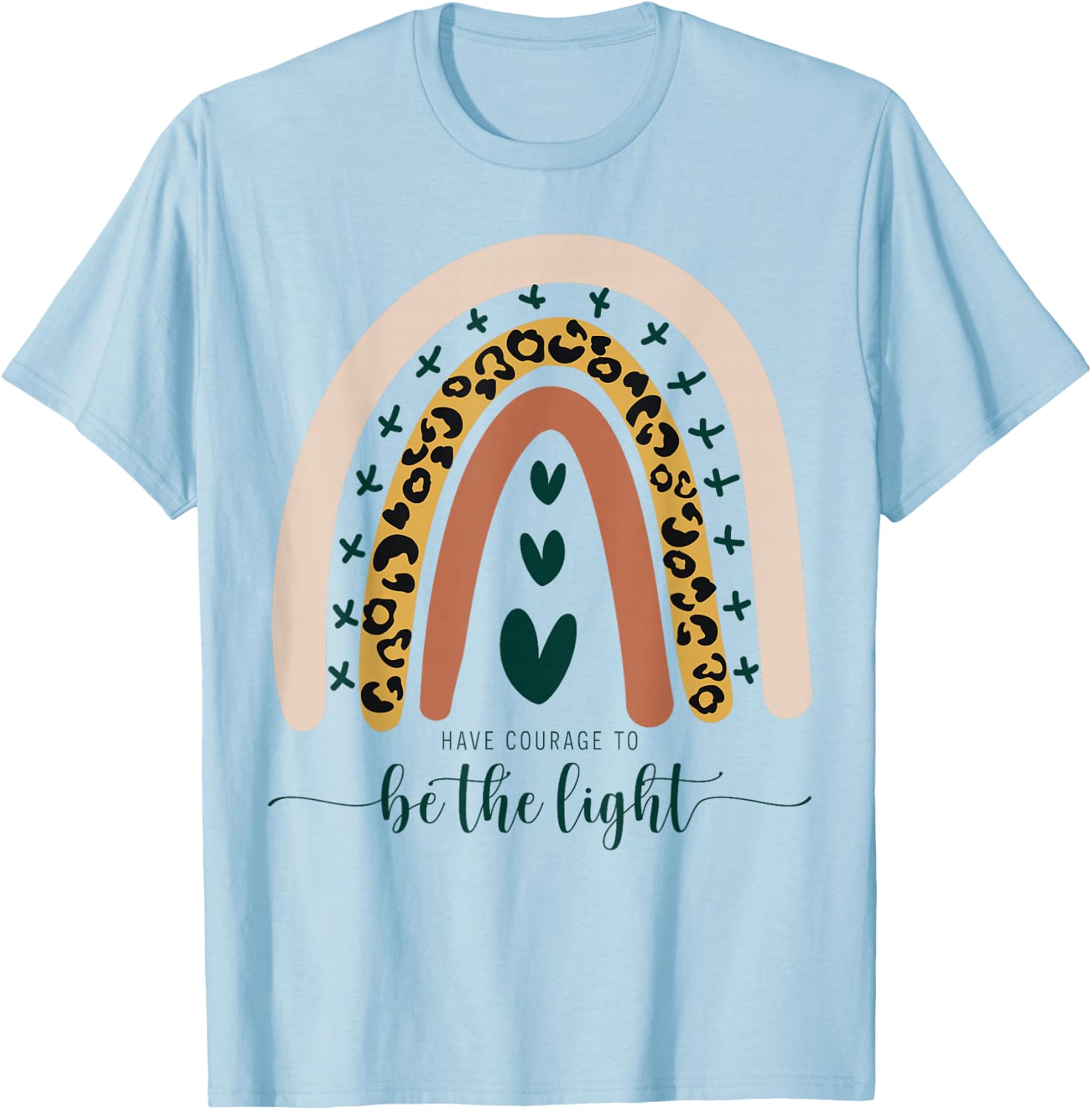 Be The Light Boho Rainbow Christian Scripture Religious Cute Small T-Shirt - T-Shirt | Light Blue
